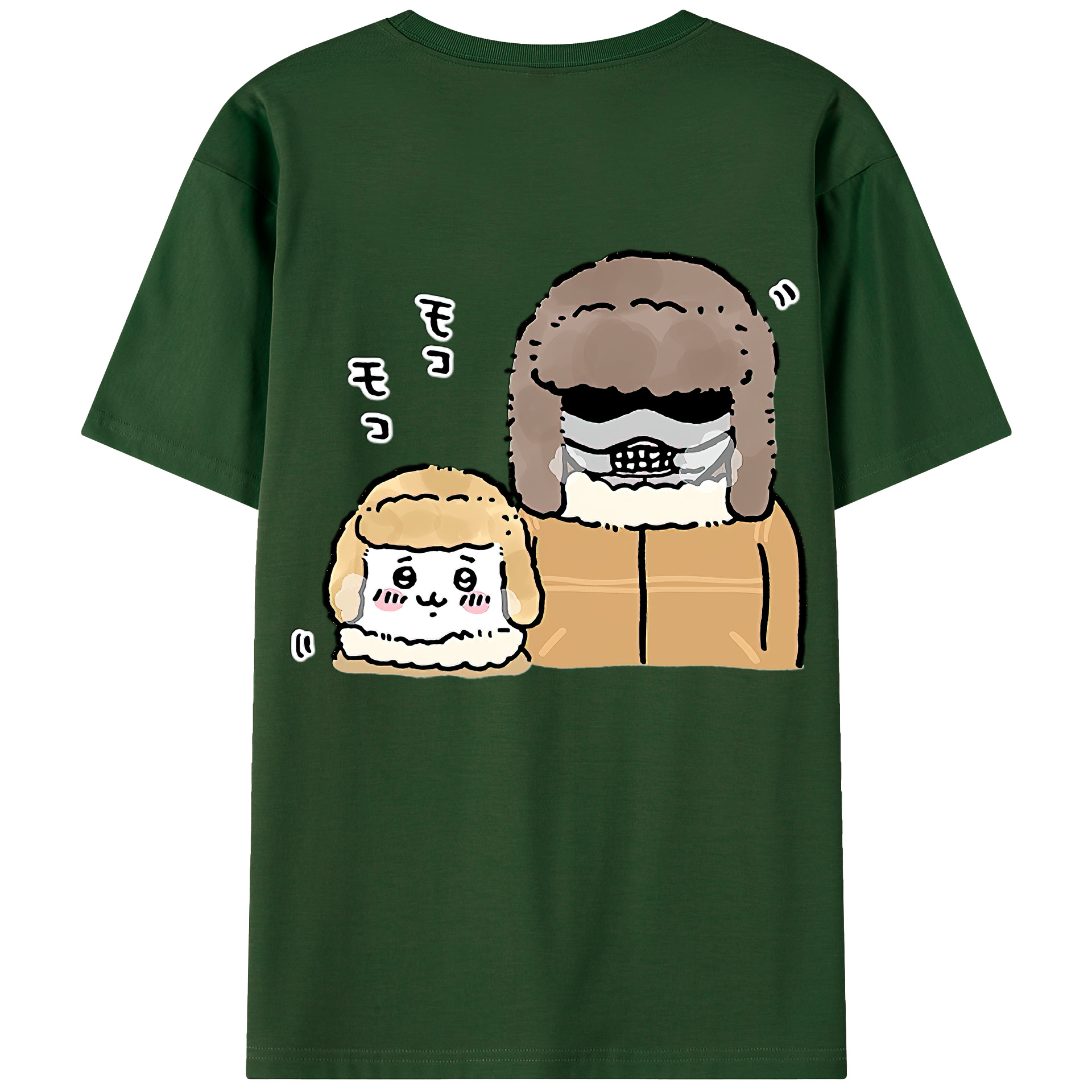 （画像用） ちいかわ 労働の鎧さん Chii-kawa Mr. Armor of Labor 綿100％半袖Tシャツ（背面プリント）